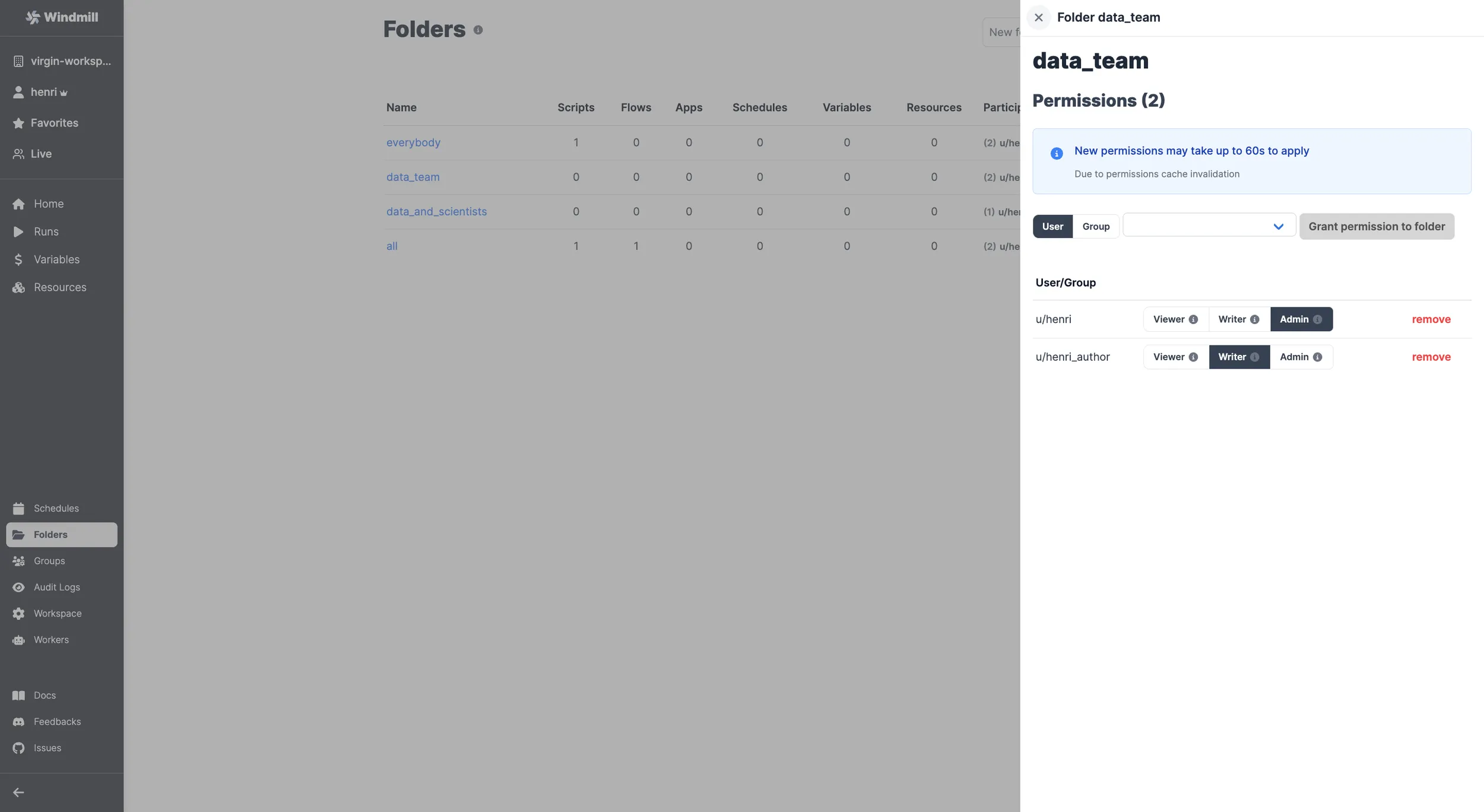 Folder having its own levels of permission Add Users to Folder